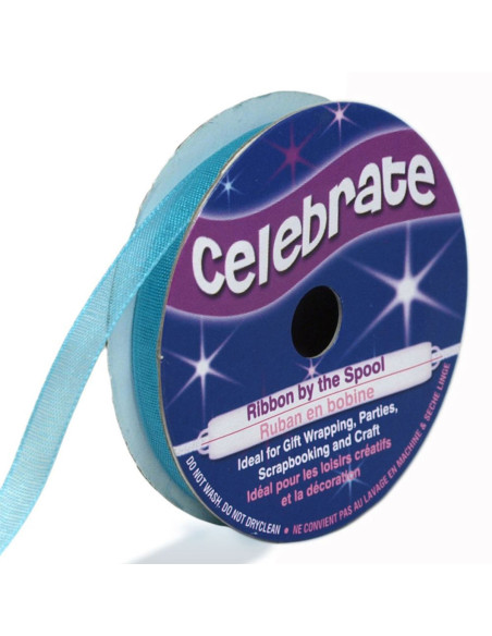 Organza lint Celebrate turquoise blauw - 6 mm x 8 m