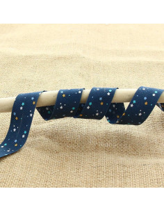 Sterren biaisband 20 mm - Nachtblauw