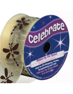 Organza lint Celebrate libelle crème - 25 mm x 3 m