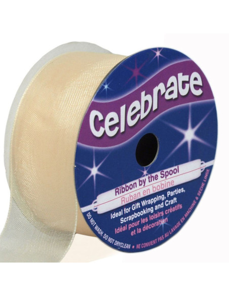 Organza lint Celebrate ivoor - 25 mm x 5 m
