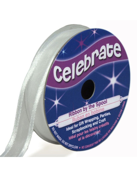 Organza lint Celebrate wit - 12 mm x 5 m