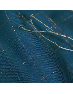 Viscose keperstof met petrolblauwe ruiten en koperen lurex - Églantine & Zoé