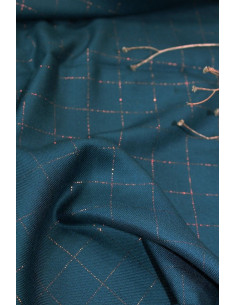 Viscose keperstof met petrolblauwe ruiten en koperen lurex - Églantine & Zoé 2