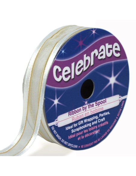 Organza lint Celebrate wit - 12 mm x 5 m