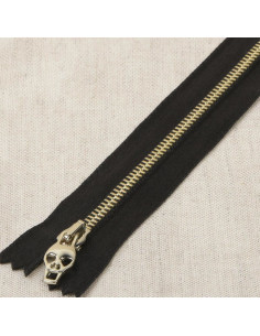 Satijn metalen lurex sluiting doodshoofd - Goud
