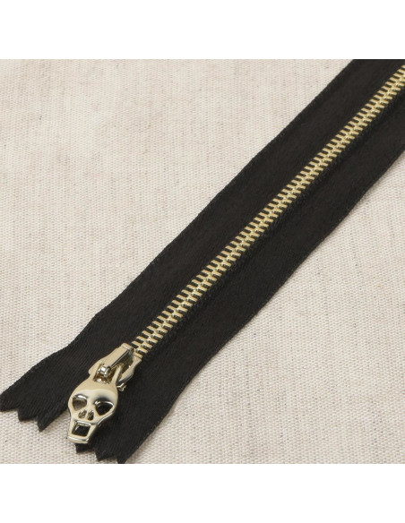 Satijn metalen lurex sluiting doodshoofd - Goud