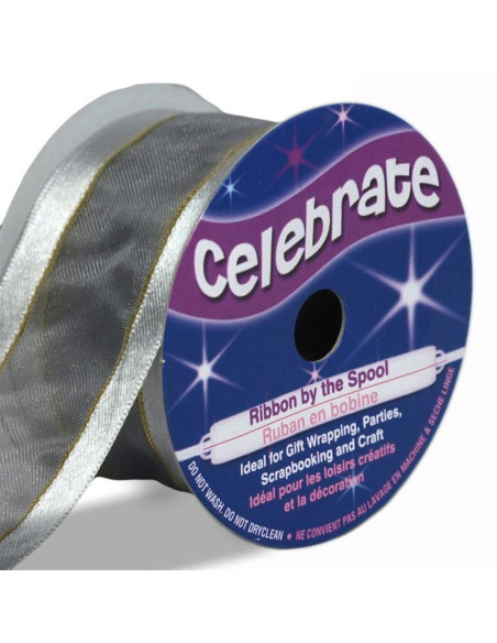 Organza lint Celebrate zilver - 32 mm x 4 m