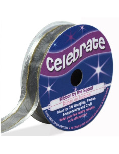 Organza lint Celebrate zilver - 15 mm x 5 m