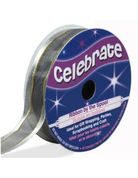 Organza lint Celebrate zilver - 15 mm x 5 m