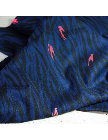 Viscose crêpe stof Zebra blauw - Églantine & Zoé