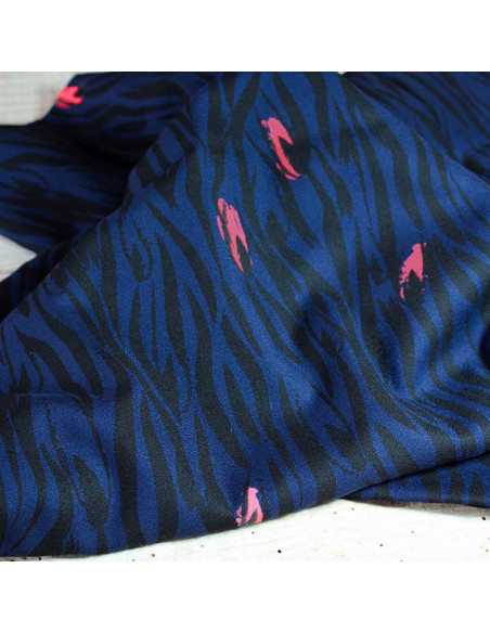 Viscose crêpe stof Zebra blauw - Églantine & Zoé