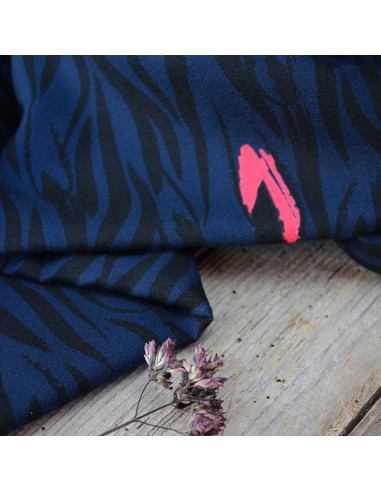 Viscose crêpe stof Zebra blauw - Églantine & Zoé