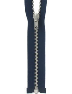 Metalen deelbare rits - Marineblauw met zilveren tanden