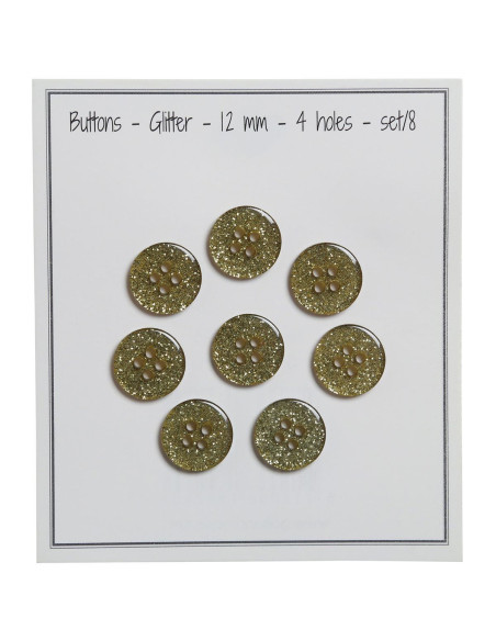 Set van 8 glitterknopen 12 mm - Groen