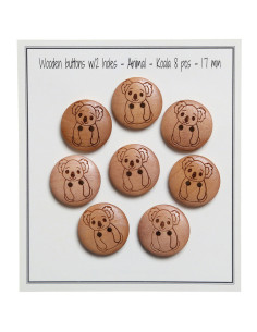 Set van 8 houten knopen 17 mm - Koala