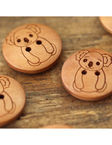 Set van 8 houten knopen 17 mm - Koala