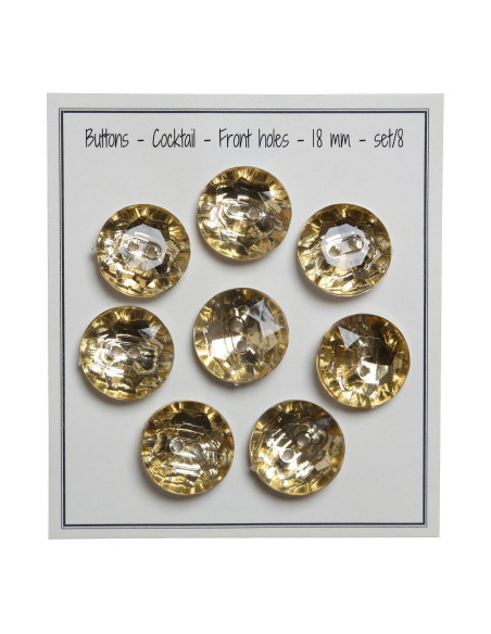 Set van 8 knopen met 2 gaten Cocktail 18 mm - Goud