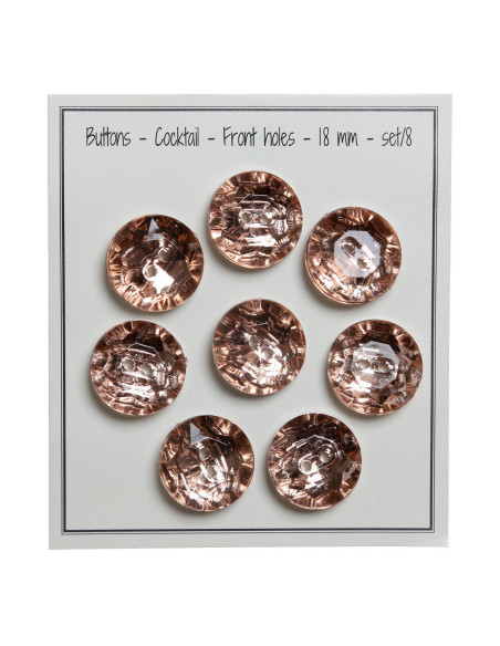 Set van 8 knopen met 2 gaten Cocktail 18 mm - Oudroze