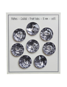 Set van 8 knopen met 2 gaten Cocktail 18 mm - Grijs