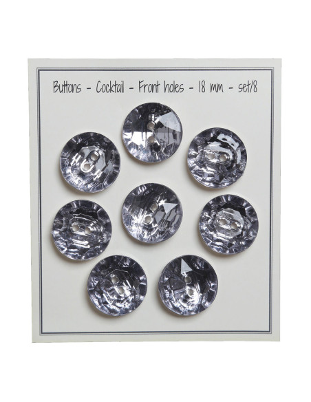 Set van 8 knopen met 2 gaten Cocktail 18 mm - Grijs