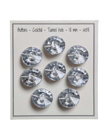 Set van 8 cocktailstaartknopen 18 mm - Zilver