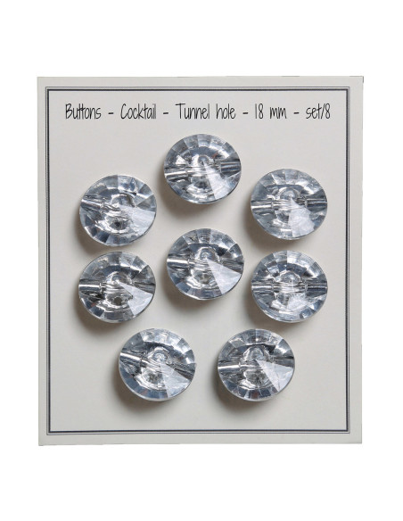 Set van 8 cocktailstaartknopen 18 mm - Zilver