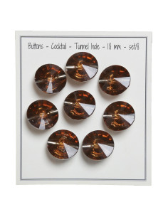 Set van 8 cocktailknopen met staart 18 mm - Brons
