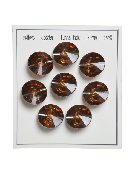 Set van 8 cocktailknopen met staart 18 mm - Brons