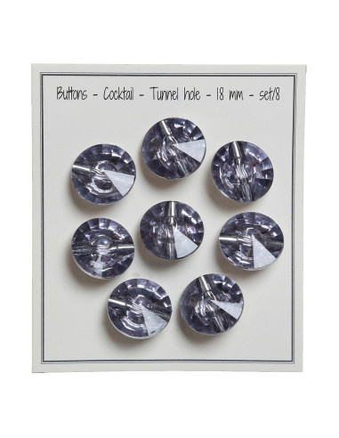Set van 8 cocktailknopen met staart 18 mm - Grijs
