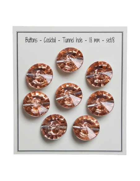 Set van 8 cocktailknopen met staart 18 mm - Oudroze