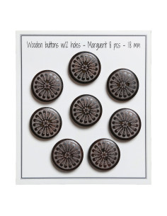 Pakket van 8 margriet houten knopen 18 mm