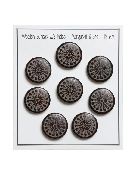 Pakket van 8 margriet houten knopen 18 mm