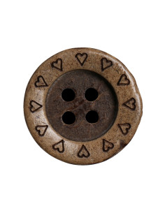 Pakket van 8 kokosnoot hartknopen 18 mm 2