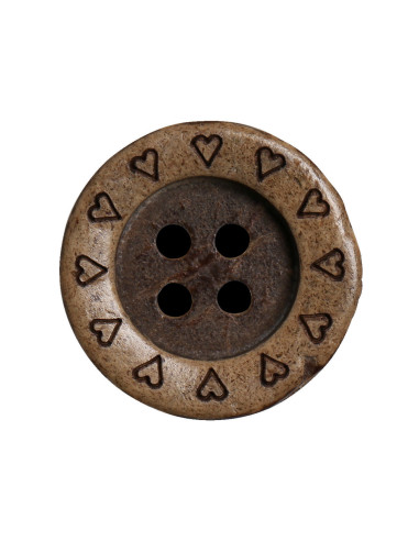 Pakket van 8 kokosnoot hartknopen 18 mm