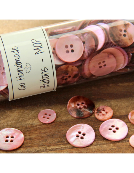 Set van 8 parelmoeren knopen met 4 gaten 15 mm - Roze