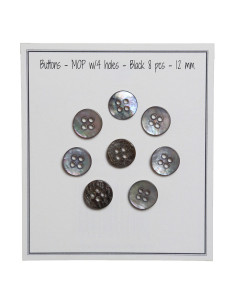 Set van 8 knopen met 4 gaten parelmoer 12 mm - Zwart