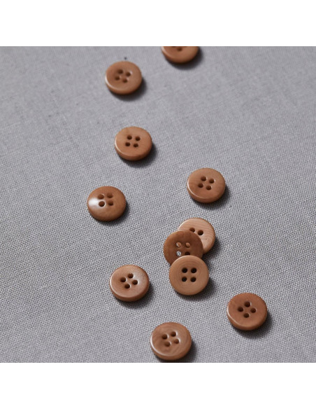 Platte corozo-knop - Mosterdkleurig