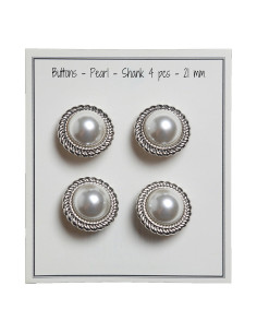 Set van 4 parelknopen 21 mm - Zilver