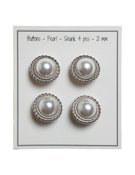 Set van 4 parelknopen 21 mm - Zilver