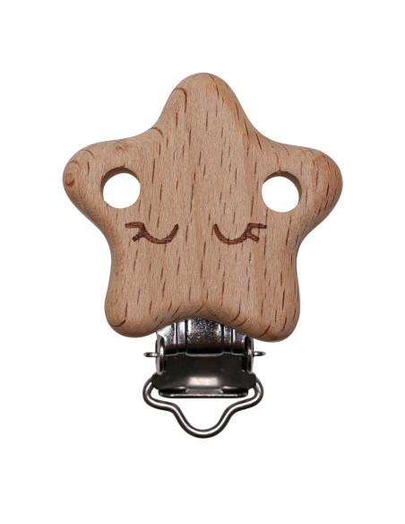 Houten fopspeenclip - Ster