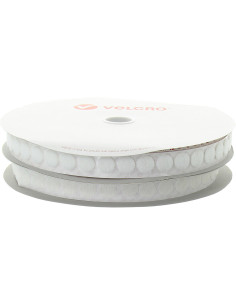 VELCRO® Merk witte rondjes - Rol van 25 m - Ø 19 mm