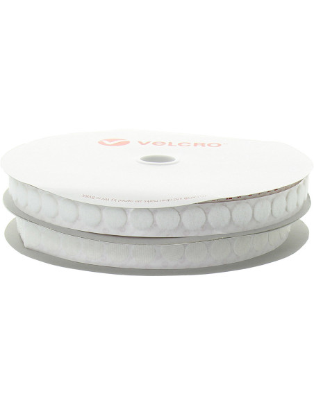 VELCRO® Merk witte rondjes - Rol van 25 m - Ø 19 mm