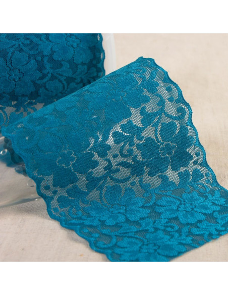 Elastisch kant bloemen - Blauwgroen