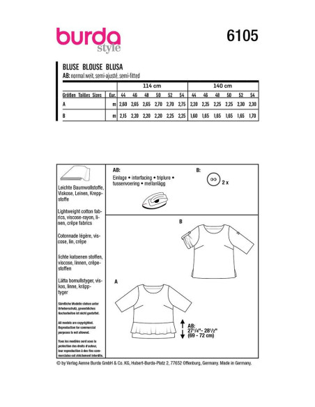 Blousepatroon - Burda 6105