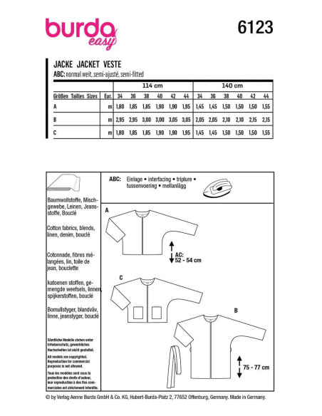 Jas patroon - Burda 6123