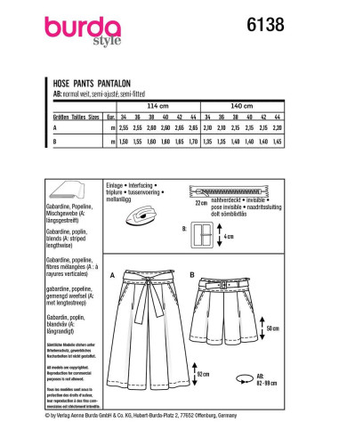 Patroon voor culotte-rok - Burda 6138