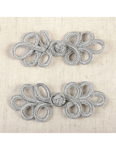 Set van 2 lurex brandebourgs - Zilver