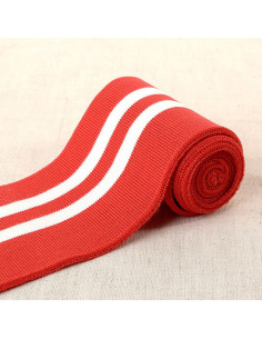 Boordstof polsen en taille - Rood met witte strepen