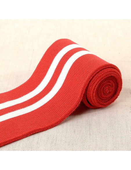Boordstof polsen en taille - Rood met witte strepen