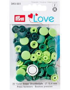 Set van 30 drukknoopjes Color Snaps 12,4 mm - Appelgroen, groen en spargroen